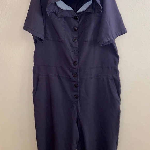 Grey jump suit button front y2k fashion street wear grunge one piece retro top - Picture 8 of 10